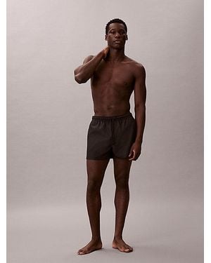 Calvin Klein Short Drawstring Swim Shorts Ck Monogram - Brown