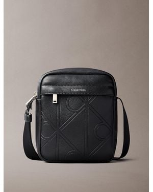 Calvin Klein Embossed Emblem Logo Reporter Bag - Black