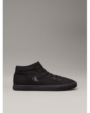 Calvin Klein Canvas Low Profile High-Top Trainers - Grey