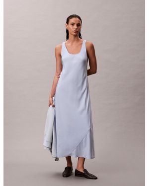 Calvin Klein Relaxed Viscose Slip Dress - Purple