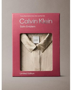 Calvin Klein Satijnen Jacquard Pyjamaset - Roze