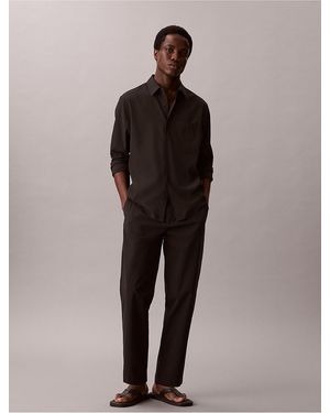Calvin Klein Seersucker Straight Pants - Black