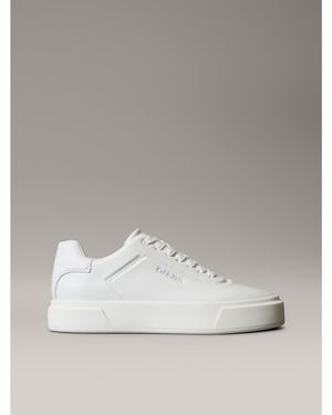 Calvin Klein Calvin Klein Leather Embossed Logo Sneakers - White