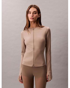 Calvin Klein Sport Invisible Midlayer Shapewear Zip Up Jacket - Brown