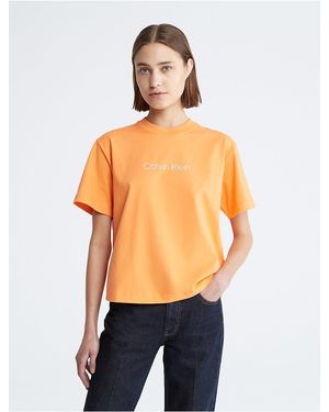 Calvin Klein Standard Logo Boxy Fit Crewneck T-Shirt - Orange