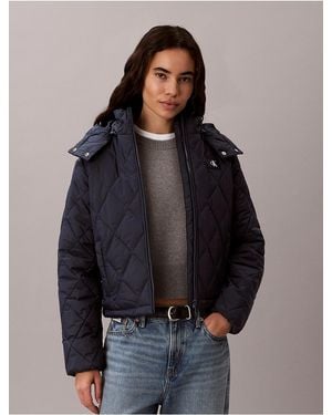 Calvin Klein Calvin Klein Quilted Hooded Puffer Jacket - Blue
