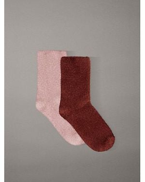 Calvin Klein Jeans 2 Pack Fluffy Soft Crew Socks - Red