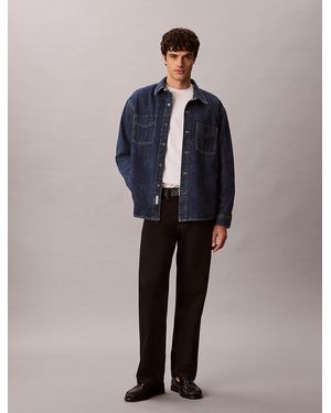 Calvin Klein 90S Logo Denim Overshirt - Blue