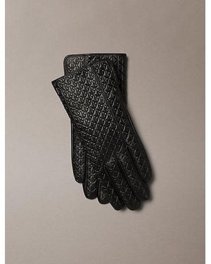 Calvin Klein Soft Leather Touchscreen Logo Gloves - Black