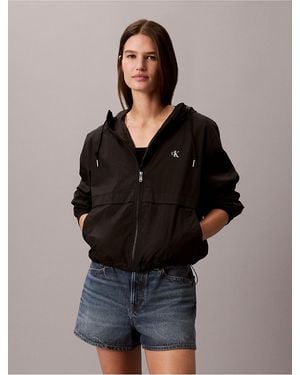 Calvin Klein Calvin Klein Nylon Relaxed Windbreaker Jacket - Black