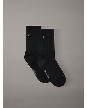 Calvin Klein 2 Pack Soft Cotton Rolltop Crew Socks - Black
