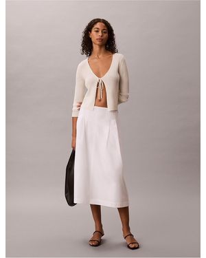 Calvin Klein Cotton Poplin Midi Skirt - Pink