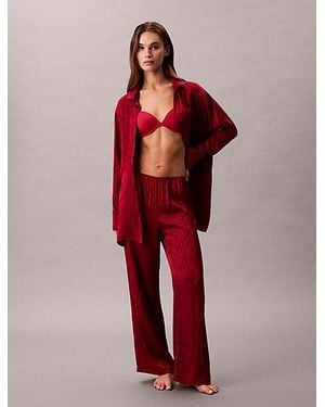 Calvin Klein Satijn Glanzende Pyjamabroek Met Print - Rood