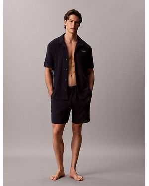 Calvin Klein Long Drawstring Beach Shorts - Blue