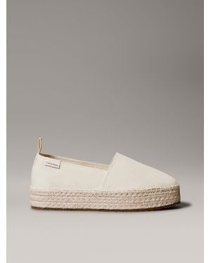 Calvin Klein Canvas Platform Espadrilles - Natural