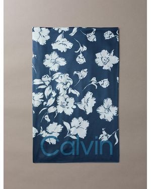Calvin Klein Sciarpa Quadrata Con Logo Floreale - Blu
