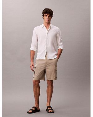 Calvin Klein Jeans Comfort Cotton Cargo Shorts - Brown