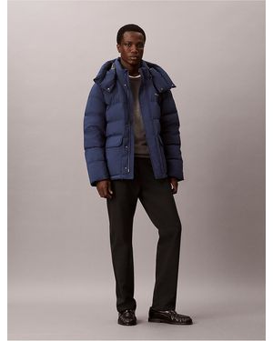 Calvin Klein Matte Hooded Down Puffer Jacket - Blue