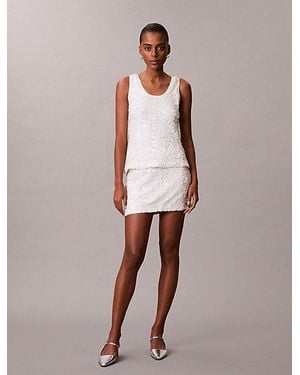 Calvin Klein Jeans Sequin Mini Skirt - White