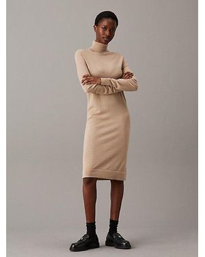 Calvin Klein Etuikleid Aus Merinowolle - Natur
