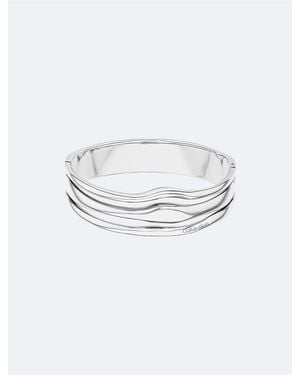 Calvin Klein Sculptural Fluid Shape Hinged Bangle - White