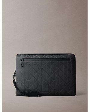 Calvin Klein Waterproof Emblem Logo Laptop Sleeve - Grey