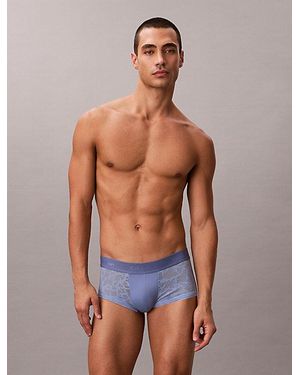 Calvin Klein Microfiber Lace Ultra Low Rise Trunk - Blue