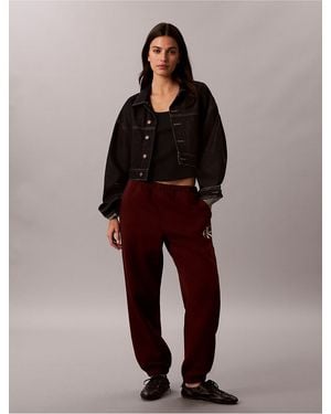 Calvin Klein Calvin Klein Rhinestone Monologo Fleece Sweatpants - Red