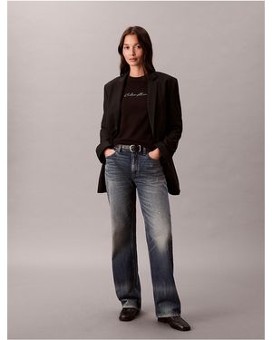 Calvin Klein Calvin Klein Glitter Script Logo Graphic Slim T-Shirt - Black