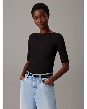 Calvin Klein Skinny Modal Scoop Back Top - Multicolour