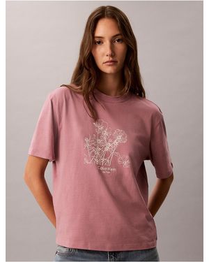 Calvin Klein Calvin Klein Flower Print Boxy Tee - Pink