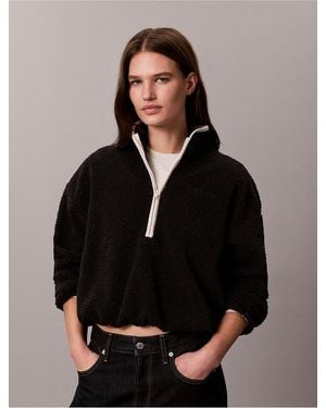 Calvin Klein Calvin Klein Sherpa 1/4 Zip Sweatshirt - Black