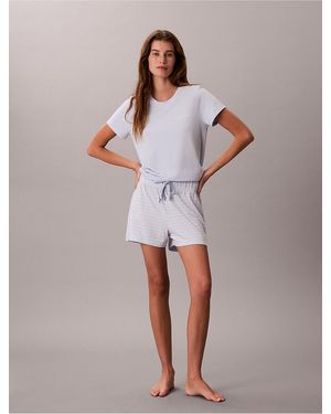 Calvin Klein Viscose Cotton Blend Tee And Shorts Set - Multicolor