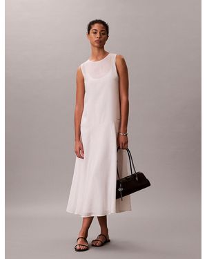 Calvin Klein Voile A-Line Maxi Dress - Natural