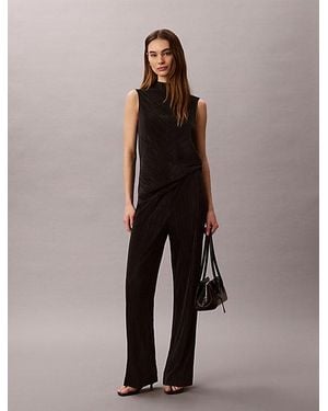 Calvin Klein Plisse Pull On Lounge Trousers - Black