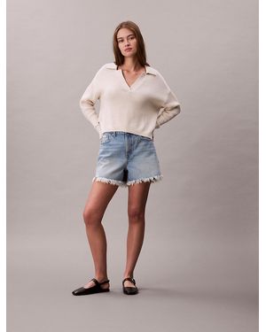 Calvin Klein 90S Relaxed Frayed Denim Shorts - Multicolour