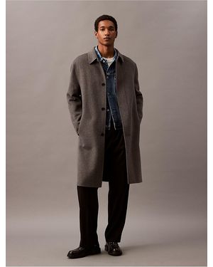 Calvin Klein Double Faced Wool Blend Car Coat - Multicolor