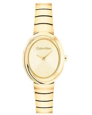 Calvin Klein Oval Twisted Bezel Bracelet Watch - Metallic