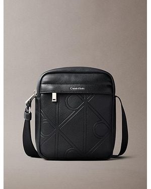 Calvin Klein Embossed Emblem Logo Reporter Bag - Black