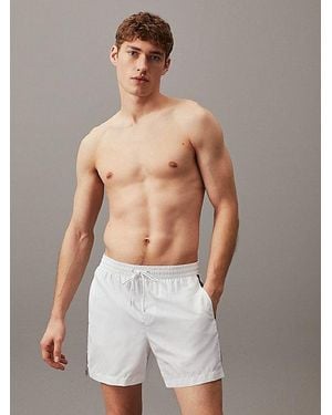 Calvin Klein Medium Drawstring Swim Shorts - Logo Tape - White