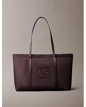 Calvin Klein Embossed Monologo Tote Bag - Brown