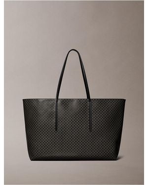 Calvin Klein Allover Emblem Logo Tote Bag - Gray