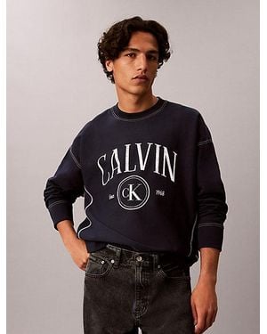 Calvin Klein Jeans Relaxed Terry Logo Graphic Sweatshirt - Black
