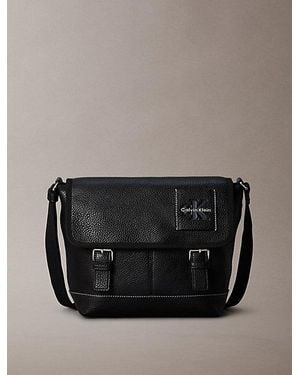 Calvin Klein Pebbled Signature Logo Messenger Bag - Black