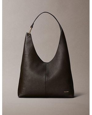 Calvin Klein Slouchy Leather Medium Shoulder Bag - Grey