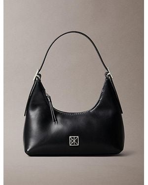 Calvin Klein Kleine Schultertasche Aus Leder Mit Monogramm-Logo-Emblem - Grau