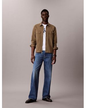 Calvin Klein Cotton Nylon Zip-Up Overshirt - Blue