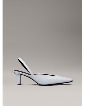 Calvin Klein Leather Slingback Mule Court Shoes - Metallic