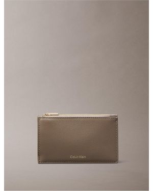 Calvin Klein Foil Logo Double Zip Card Case - Brown