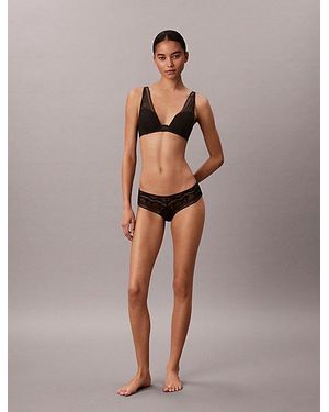 Calvin Klein Lightly Lined Plunge Bra Eternal Stretch Lace - Black